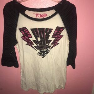 Fox riders company white blck and pink long sleeve